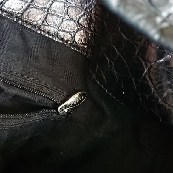 Furla croc Embossed Genuine Leather Purse in black - Picture 4 of 13